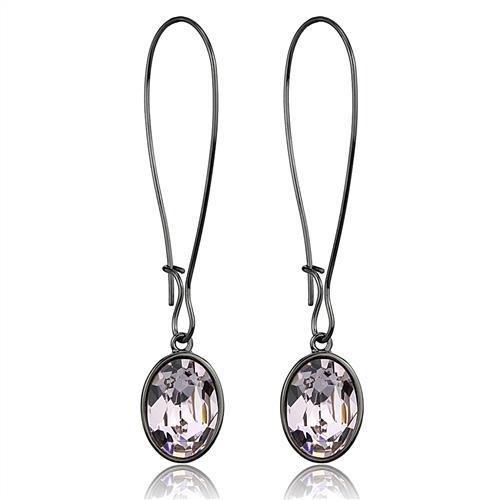 JCE2719 IP Light Black  (IP Gun) Stainless Steel Earrings with Top Grade Crystal  in Light Peach