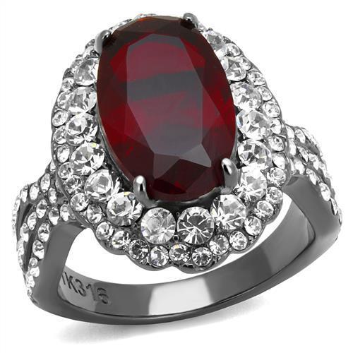 JCE2761 IP Light Black  (IP Gun) Stainless Steel Ring with Synthetic Synthetic Glass in Siam