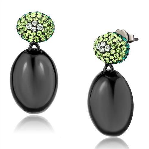 JCE2786 IP Black(Ion Plating) Stainless Steel Earrings with Top Grade Crystal  in Multi Color