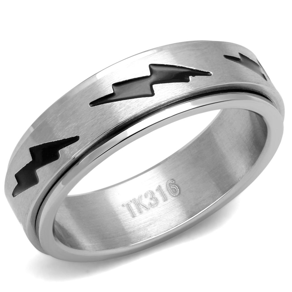 JCE2926 High polished (no plating) Stainless Steel Ring with Epoxy  in Jet