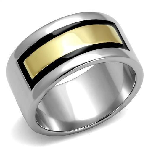 JCE3008 Two-Tone IP Gold (Ion Plating) Stainless Steel Ring with Epoxy  in Jet