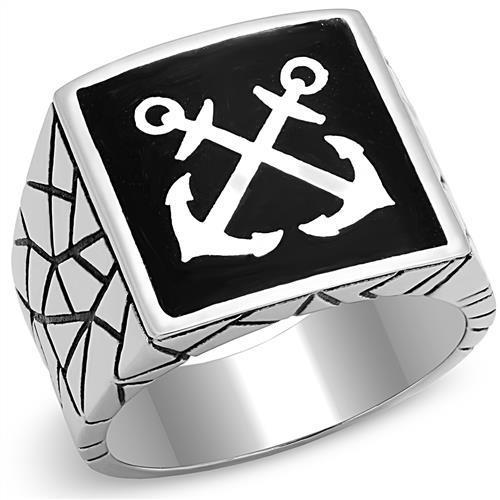 JCE3041 High polished (no plating) Stainless Steel Ring with Epoxy  in Jet