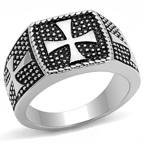 JCE3045 High polished (no plating) Stainless Steel Ring with Epoxy  in Jet