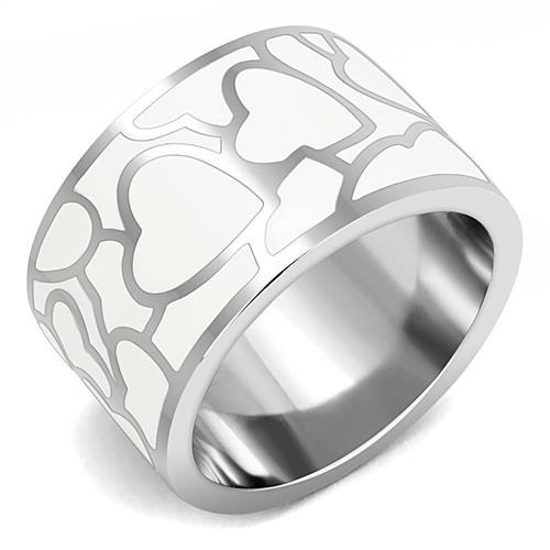 JCE3172 High polished (no plating) Stainless Steel Ring with Epoxy in White