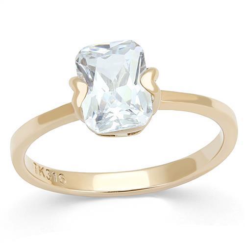JCE3179 IP Rose Gold(Ion Plating) Stainless Steel Ring with AAA Grade CZ in Clear