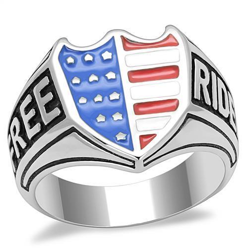 JCE3192 High polished (no plating) Stainless Steel Ring with Epoxy  in Multi Color