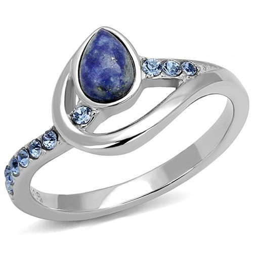JCE3210 High polished (no plating) Stainless Steel Ring with Semi-Precious Snowflake Obsidian in Montana