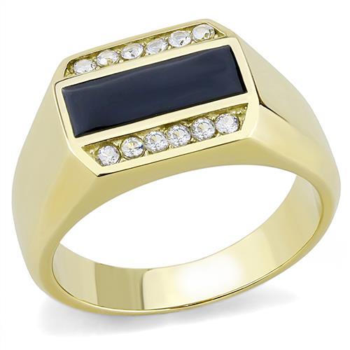 JCE3222 IP Gold(Ion Plating) Stainless Steel Ring with AAA Grade CZ  in Clear