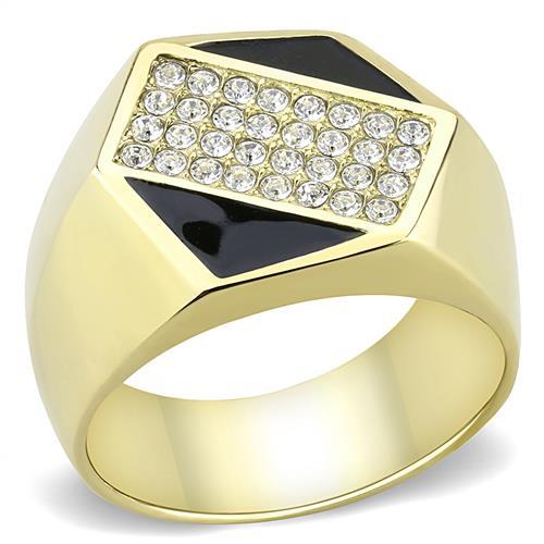 JCE3224 IP Gold(Ion Plating) Stainless Steel Ring with Top Grade Crystal  in Clear