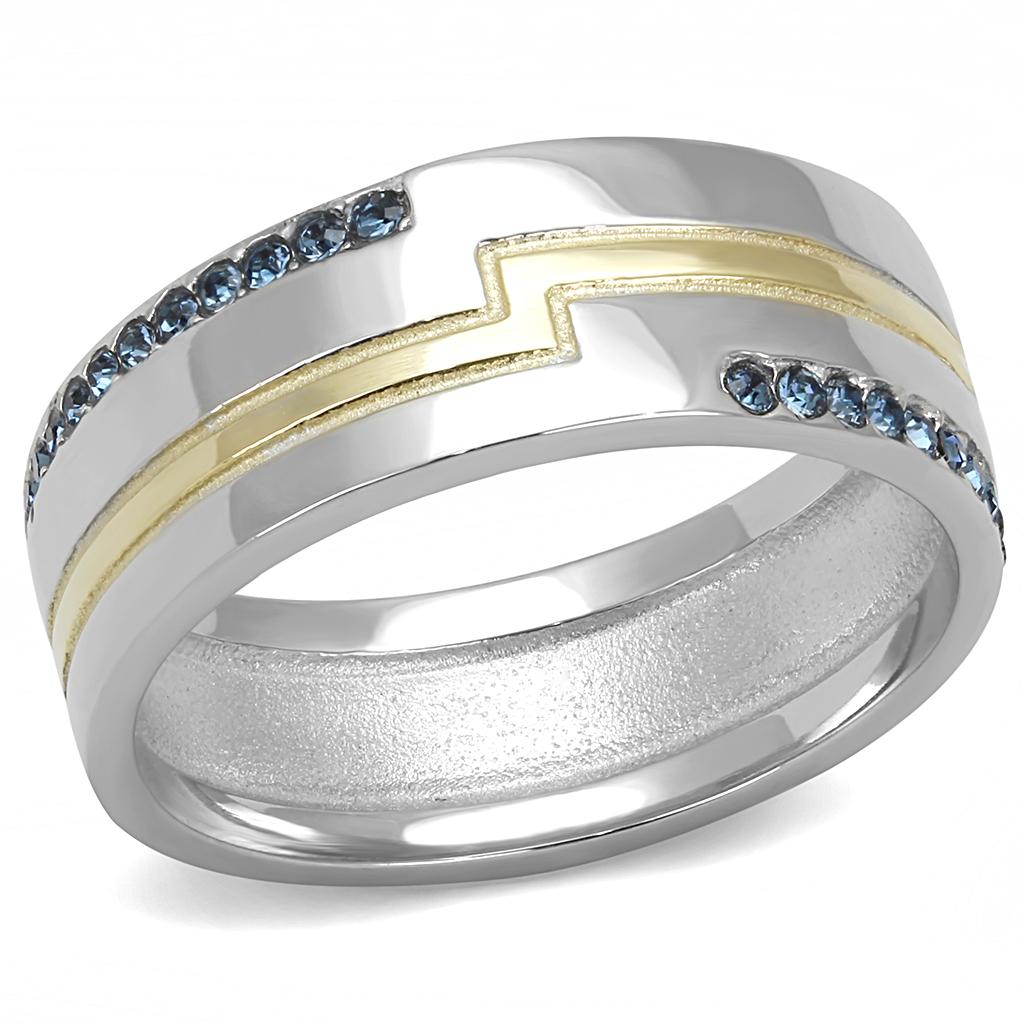 JCE3266 Two-Tone IP Gold (Ion Plating) Stainless Steel Ring with Top Grade Crystal  in Montana
