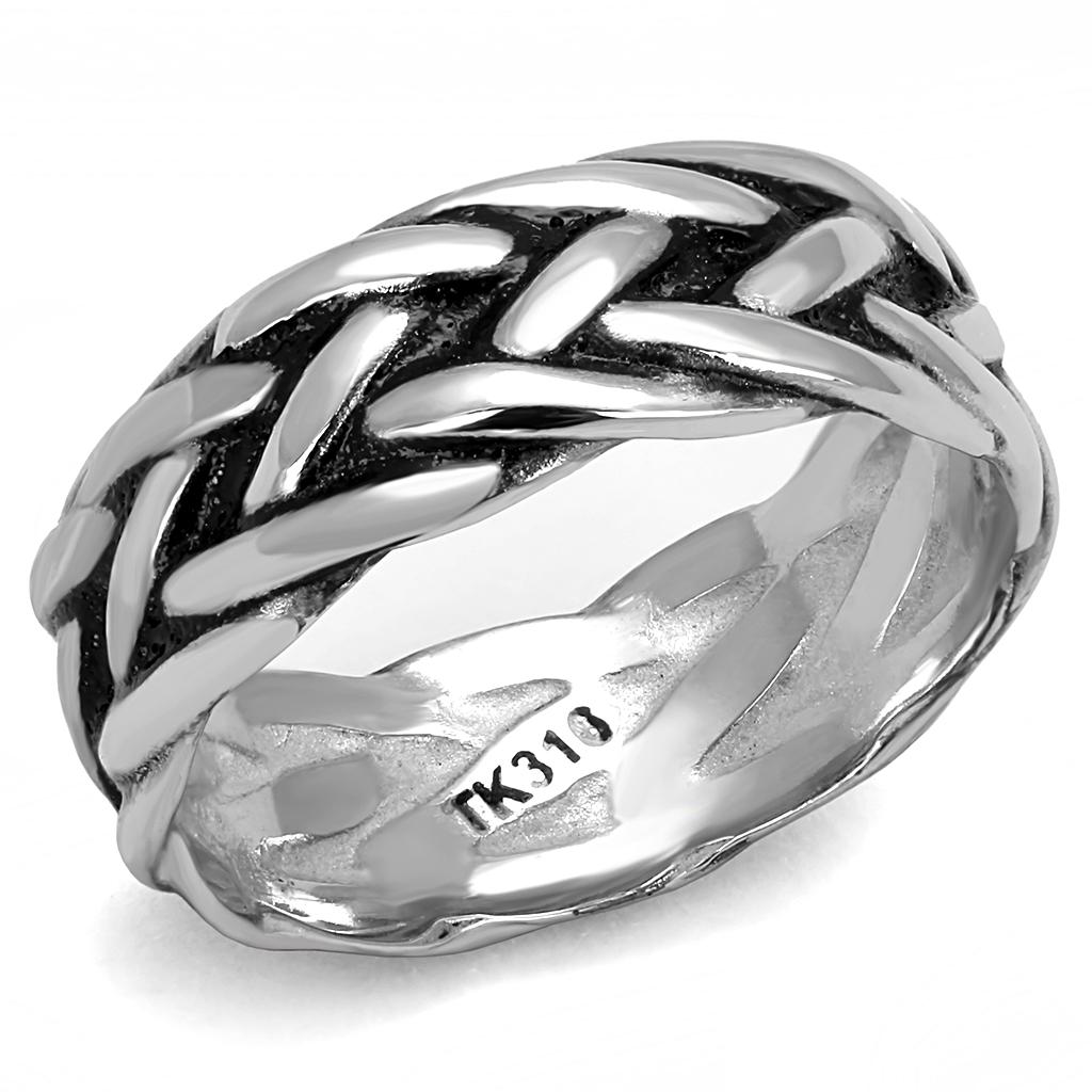 JCE3280 High polished (no plating) Stainless Steel Ring with Epoxy  in Jet