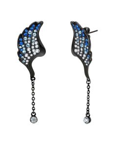 JCE3469 IP Black(Ion Plating) Stainless Steel Earrings with Top Grade Crystal in Multi Color