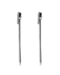 JCE3470 IP Black(Ion Plating) Stainless Steel Earrings with Top Grade Crystal in Clear