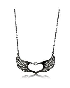 JCE3496 IP Black(Ion Plating) Stainless Steel Necklace with Top Grade Crystal in Clear