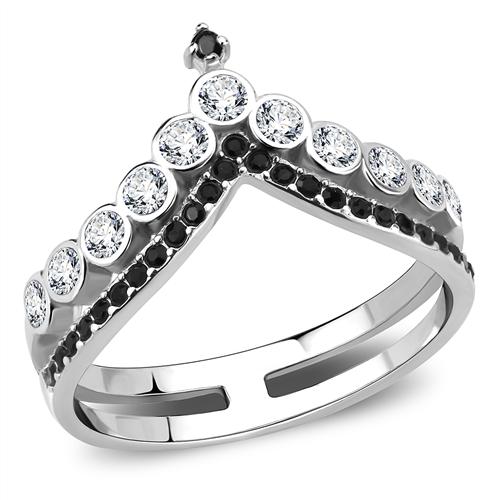 JCE3588 No Plating Stainless Steel Ring with Top Grade Crystal  in Clear