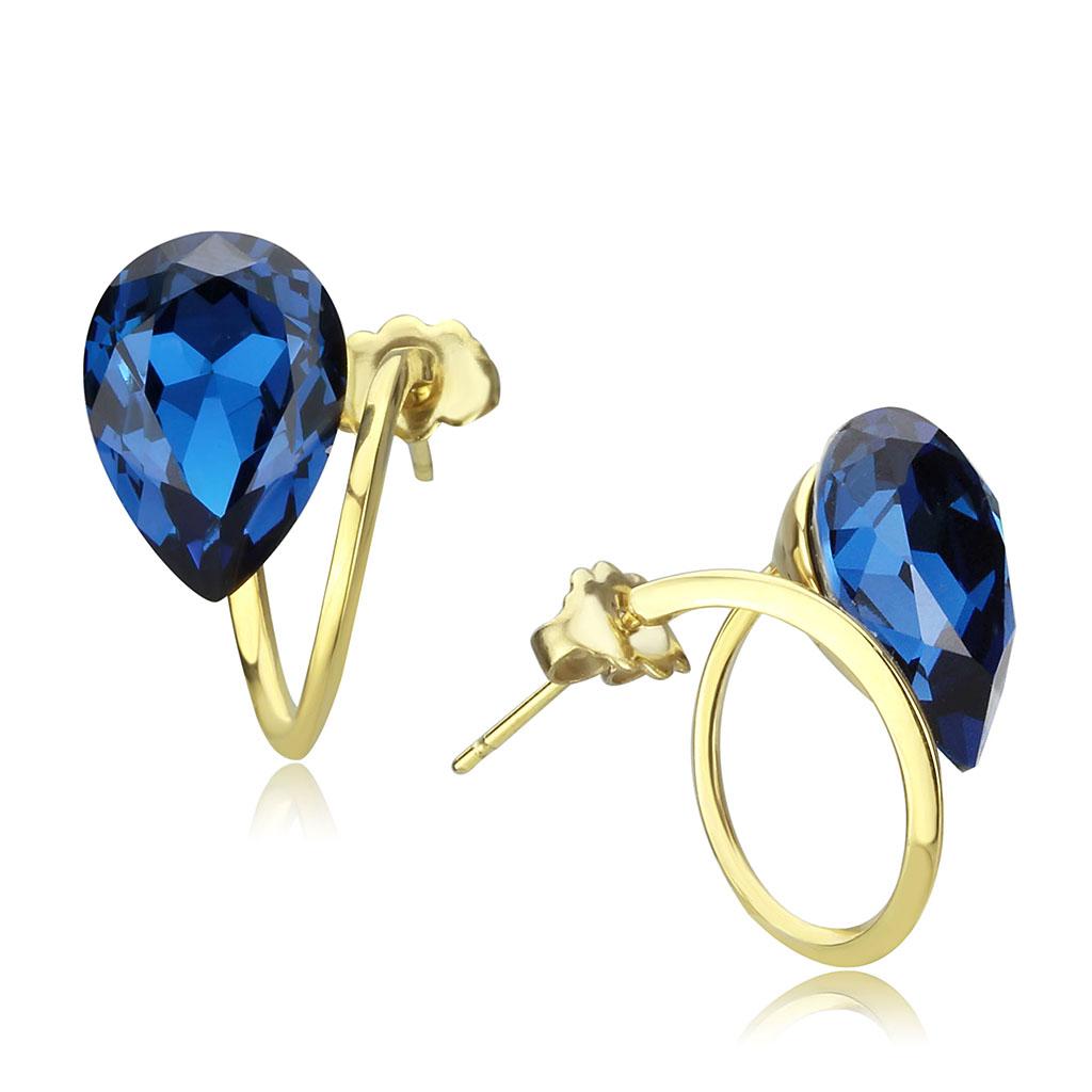 JCE3648 IP Gold(Ion Plating) Stainless Steel Earrings with Top Grade Crystal in Montana