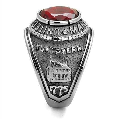 JCE414703 High polished (no plating) Stainless Steel Ring with Synthetic Synthetic Glass in Siam
