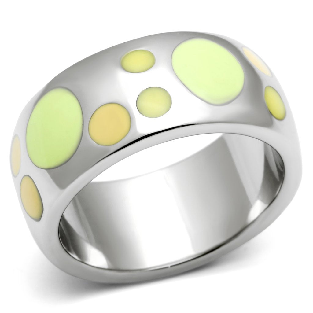 JCE513 High polished (no plating) Stainless Steel Ring with Epoxy in Multi Color