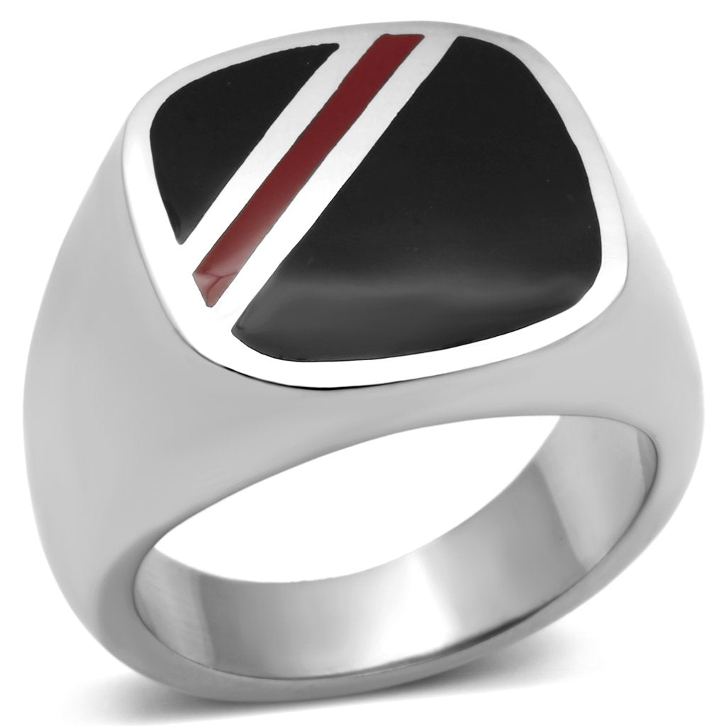 JCE602 High polished (no plating) Stainless Steel Ring with Epoxy in Multi Color