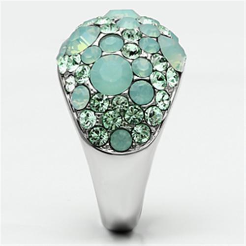 JCE641 High polished (no plating) Stainless Steel Ring with Top Grade Crystal in Multi Color