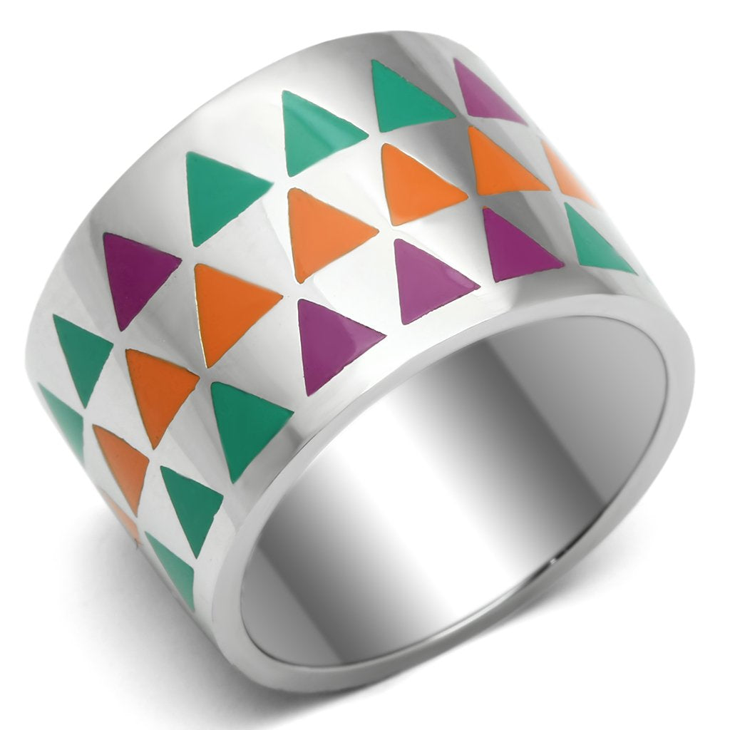 JCE675 High polished (no plating) Stainless Steel Ring with Epoxy in Multi Color