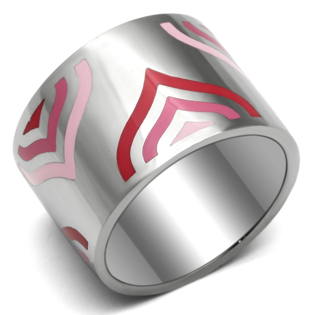 JCE678 High polished (no plating) Stainless Steel Ring with Epoxy in Multi Color