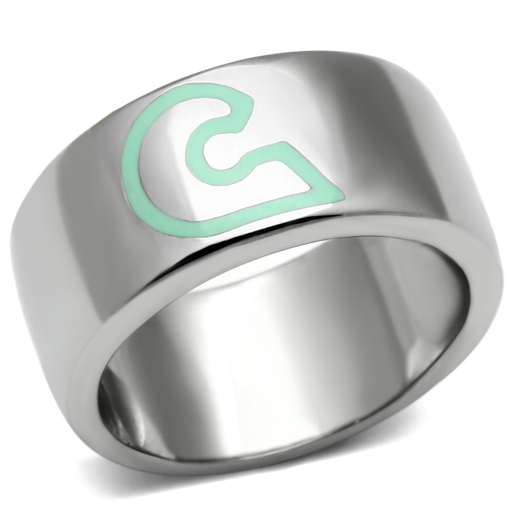 JCE689 High polished (no plating) Stainless Steel Ring with Epoxy in Multi Color