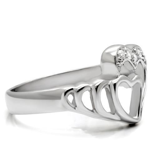 JCE6X179 High polished (no plating) Stainless Steel Ring with AAA Grade CZ in Clear