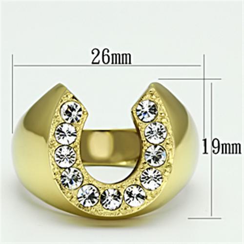 JCE717 IP Gold(Ion Plating) Stainless Steel Ring with Top Grade Crystal  in Clear