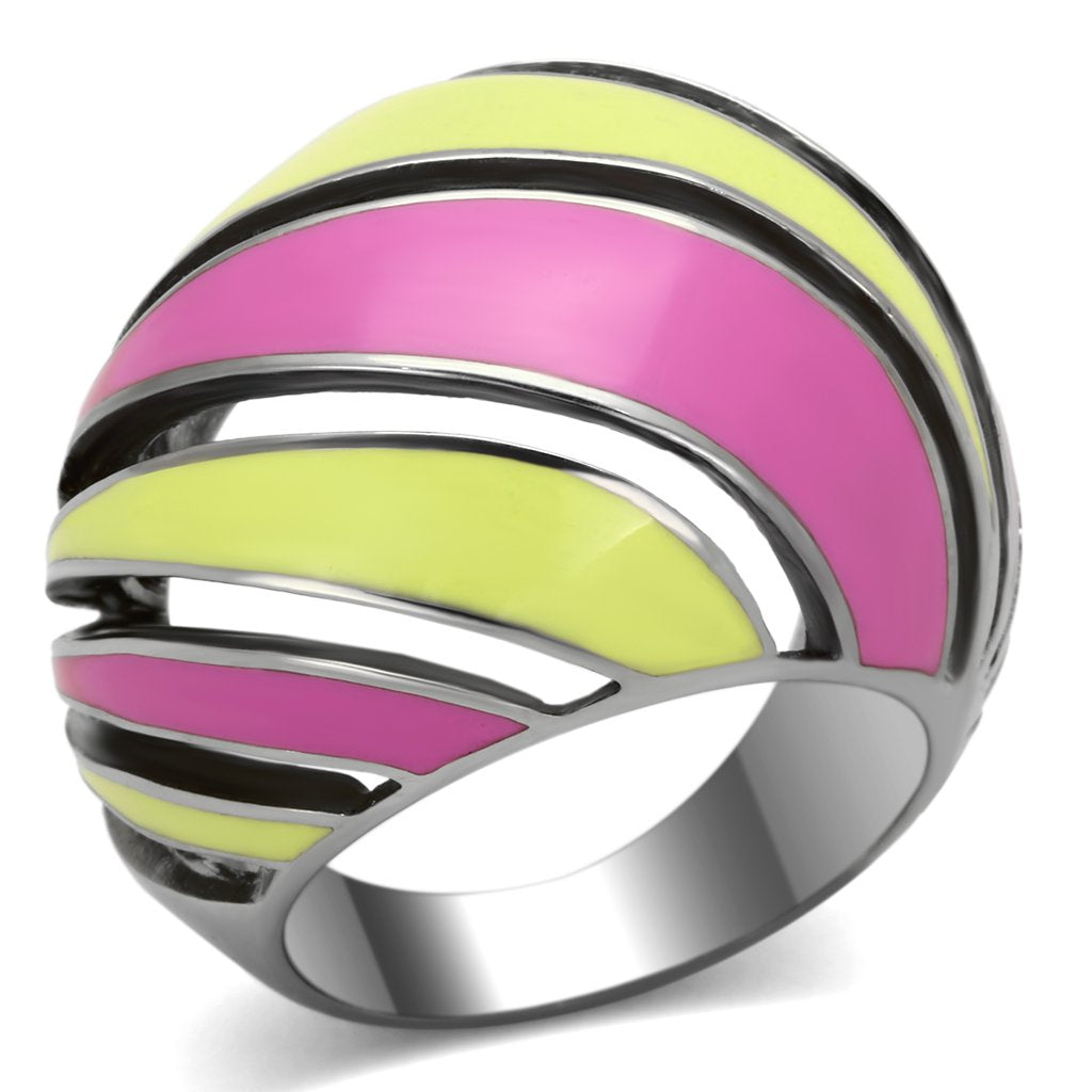 JCE803 High polished (no plating) Stainless Steel Ring with Epoxy in Multi Color