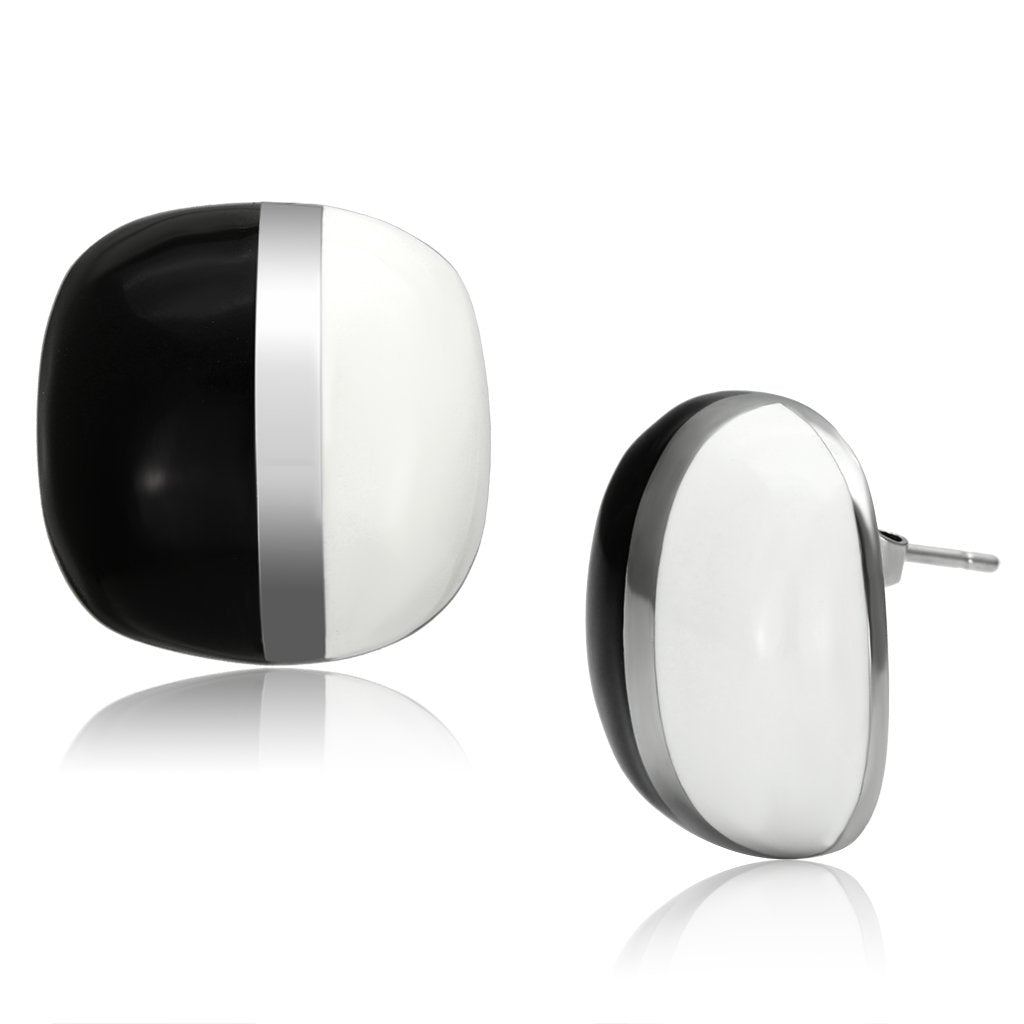 JCE898 High polished (no plating) Stainless Steel Earrings with Epoxy in Multi Color