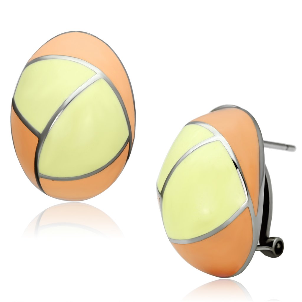 JCE899 High polished (no plating) Stainless Steel Earrings with Epoxy in Multi Color