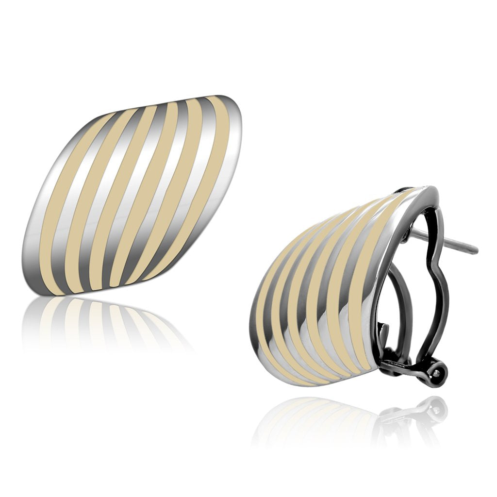 JCE910 High polished (no plating) Stainless Steel Earrings with Epoxy in Orange