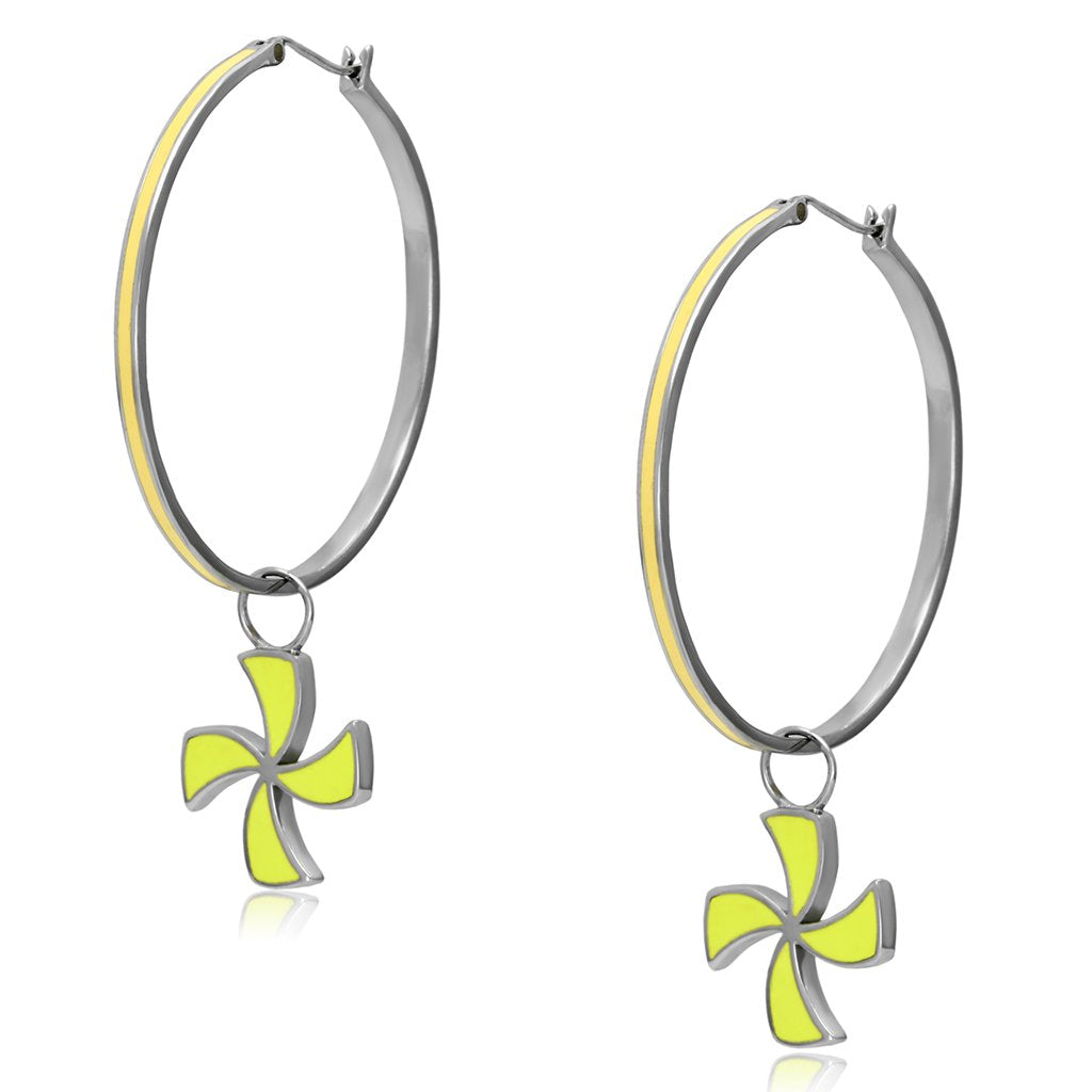 JCE914 High polished (no plating) Stainless Steel Earrings with Epoxy in Multi Color