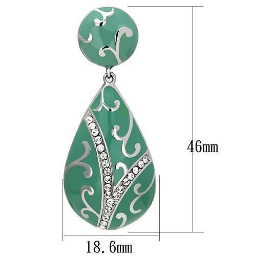 JCE915 High polished (no plating) Stainless Steel Earrings with Top Grade Crystal in Clear