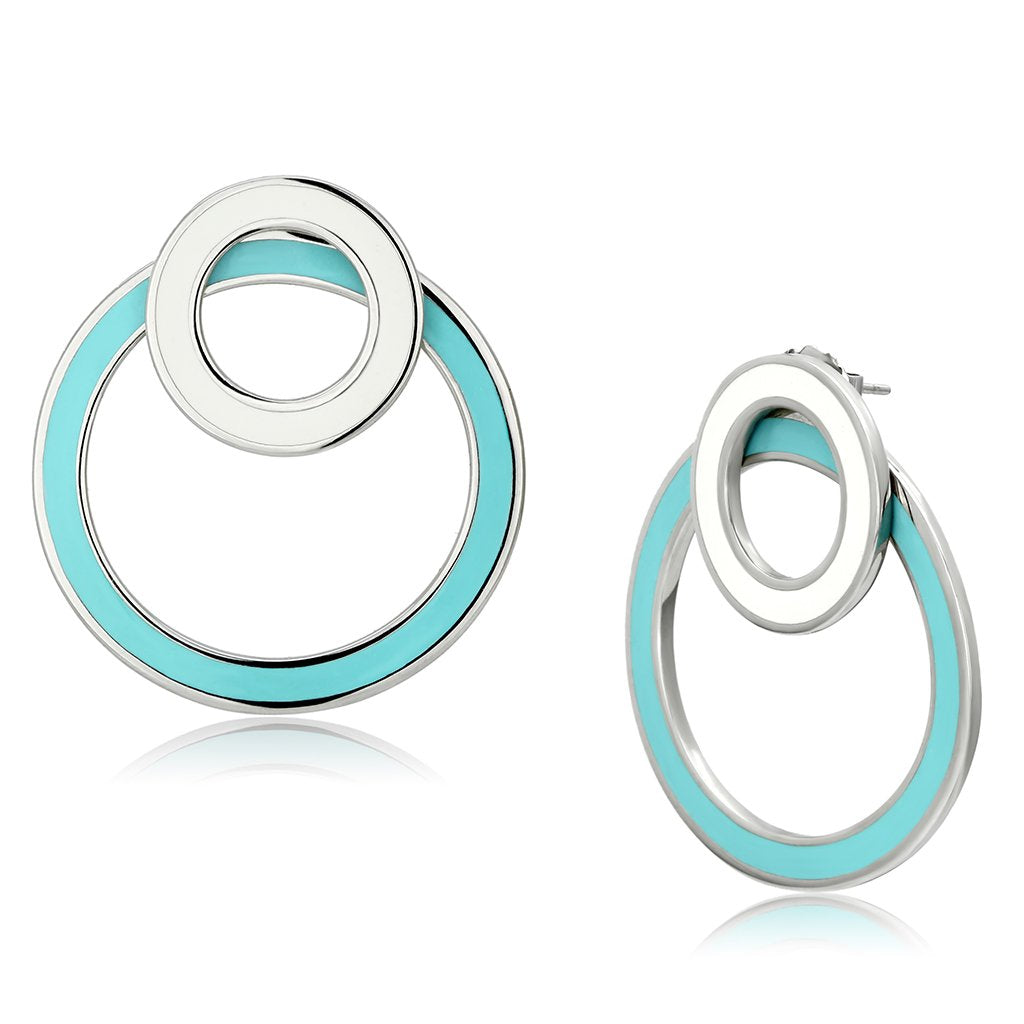 JCE916 High polished (no plating) Stainless Steel Earrings with Epoxy in Multi Color