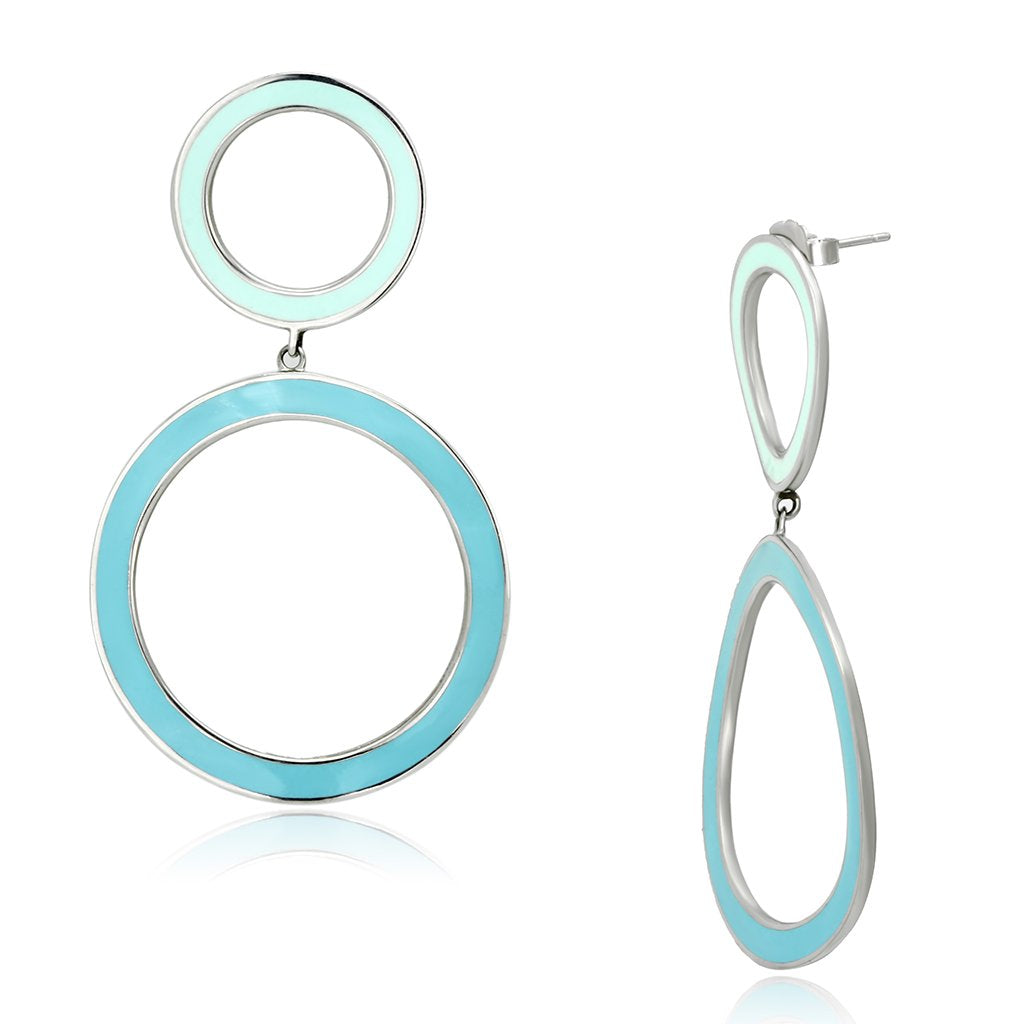 JCE917 High polished (no plating) Stainless Steel Earrings with Epoxy in Multi Color