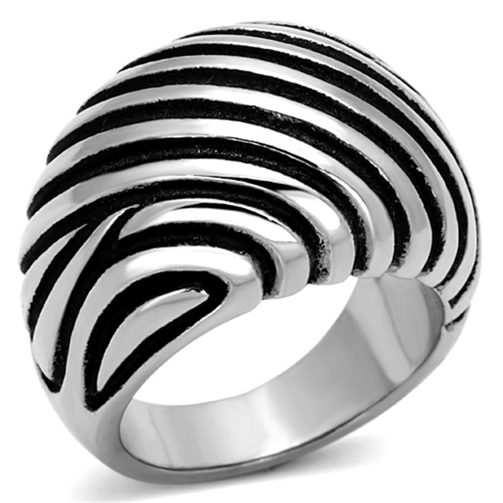 JCE929 High polished (no plating) Stainless Steel Ring with Epoxy in Jet