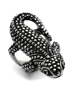 JCE933 High polished (no plating) Stainless Steel Ring with Top Grade Crystal in Jet