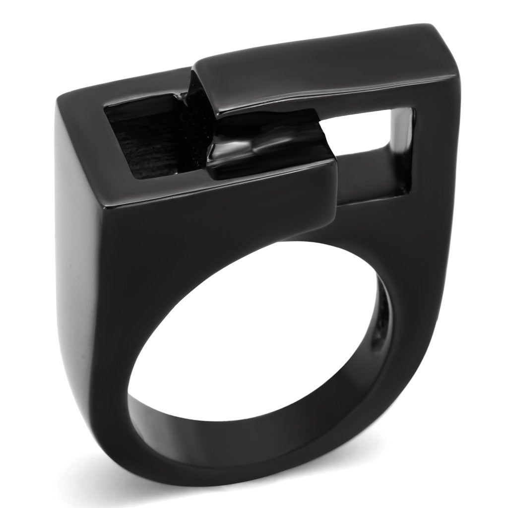 JCE989 IP Black(Ion Plating) Stainless Steel Ring with No Stone