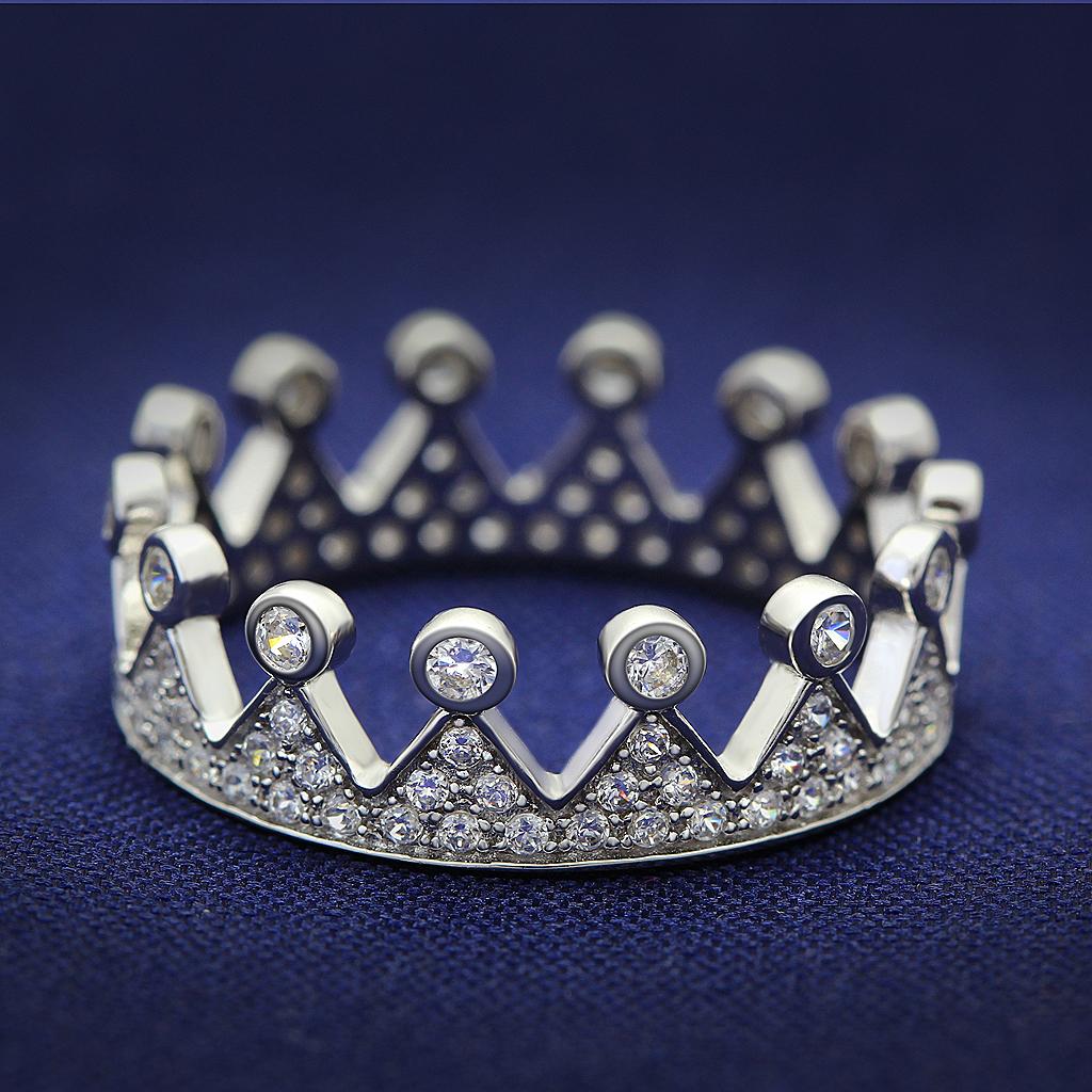 JCE011 Rhodium 925 Sterling Silver Ring with AAA Grade CZ in Clear