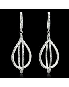 JCE055 Rhodium 925 Sterling Silver Earrings with AAA Grade CZ in Clear