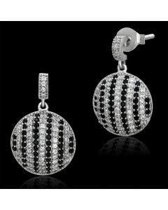 JCE069 Rhodium 925 Sterling Silver Earrings with AAA Grade CZ in Jet