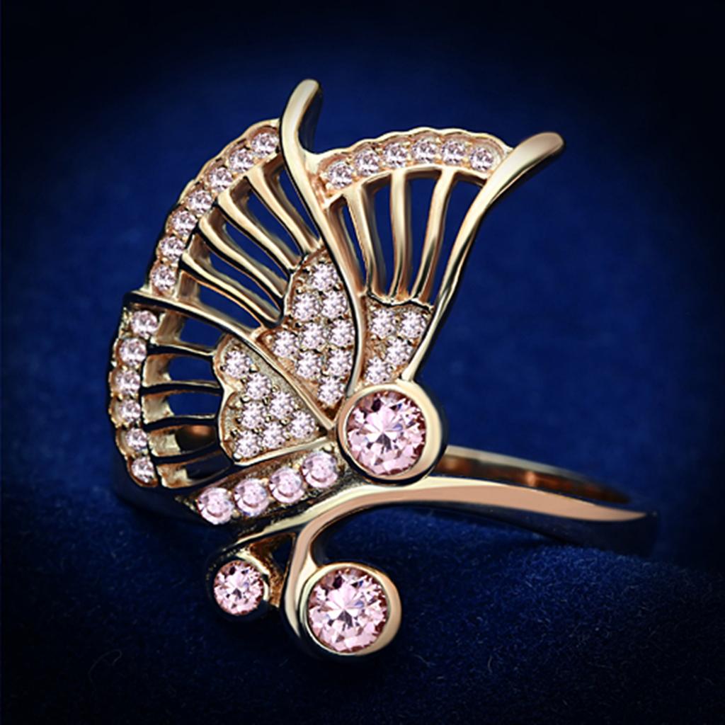 JCE094 Rose Gold 925 Sterling Silver Ring with AAA Grade CZ in Rose