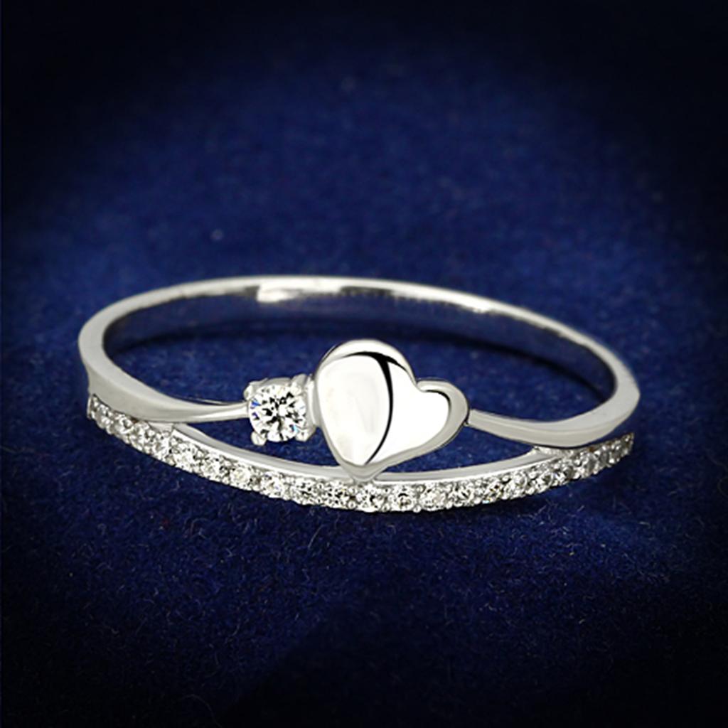 JCE111 Rhodium 925 Sterling Silver Ring with AAA Grade CZ in Clear
