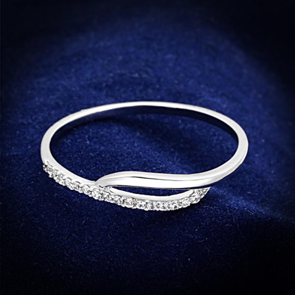JCE145 Rhodium 925 Sterling Silver Ring with AAA Grade CZ in Clear