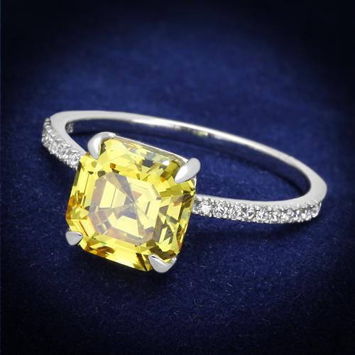 JCE175 Rhodium 925 Sterling Silver Ring with Cubic in Topaz