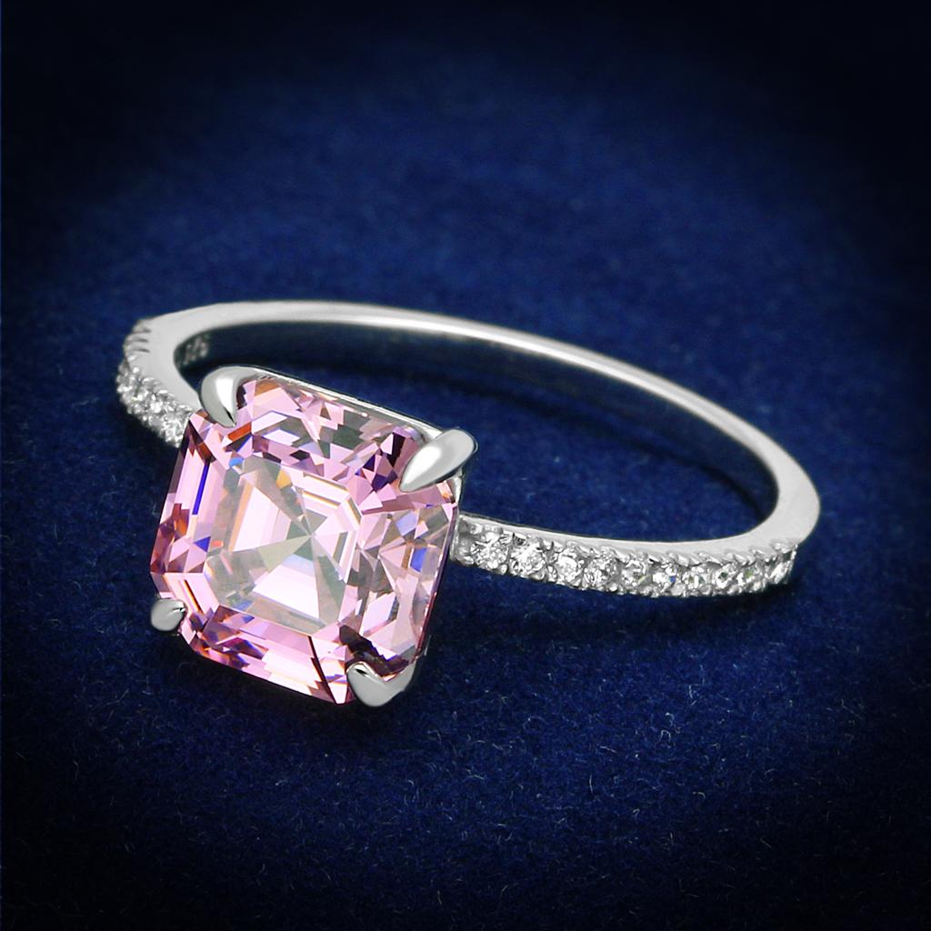 JCE179 Rhodium 925 Sterling Silver Ring with Cubic in Rose