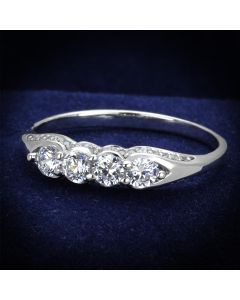 JCE198 Rhodium 925 Sterling Silver Ring with AAA Grade CZ in Clear