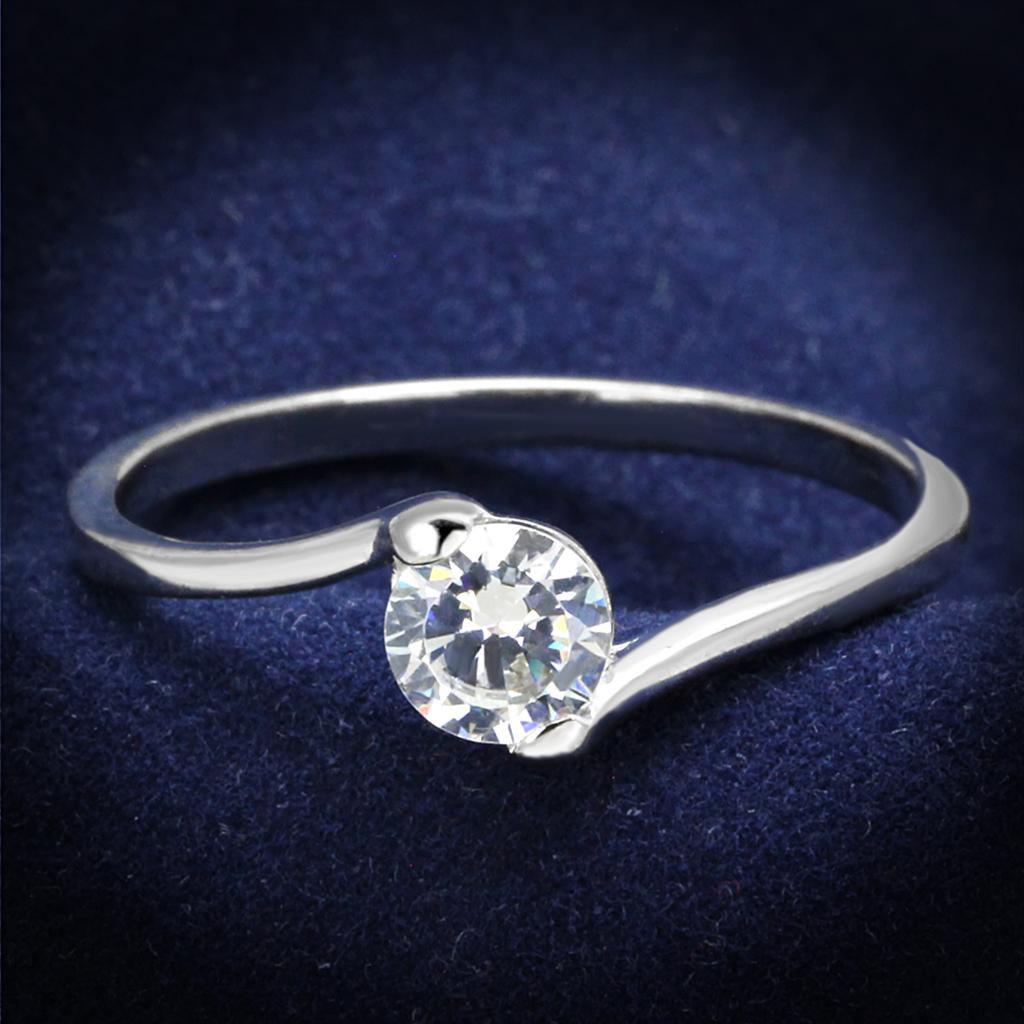 JCE272 Rhodium 925 Sterling Silver Ring with AAA Grade CZ in Clear